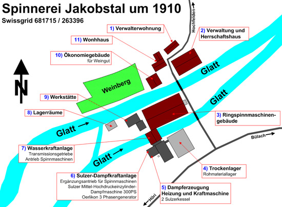 Spinnerei Jakobstal Übersicht um 1900
