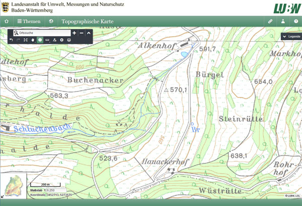 Kartendienst der Landesanstalt für Umwelt, Messungen und Naturschutz Baden-Württemberg