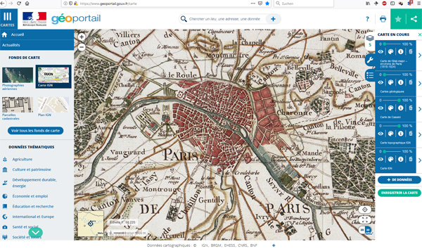 Historische Karte Paris